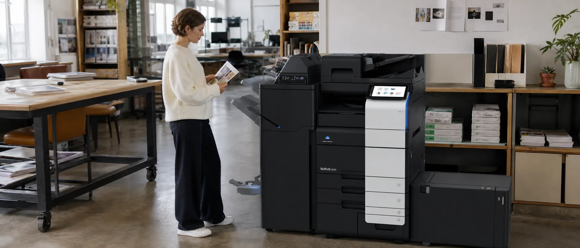 Konica Minolta commercial office copier in a working business