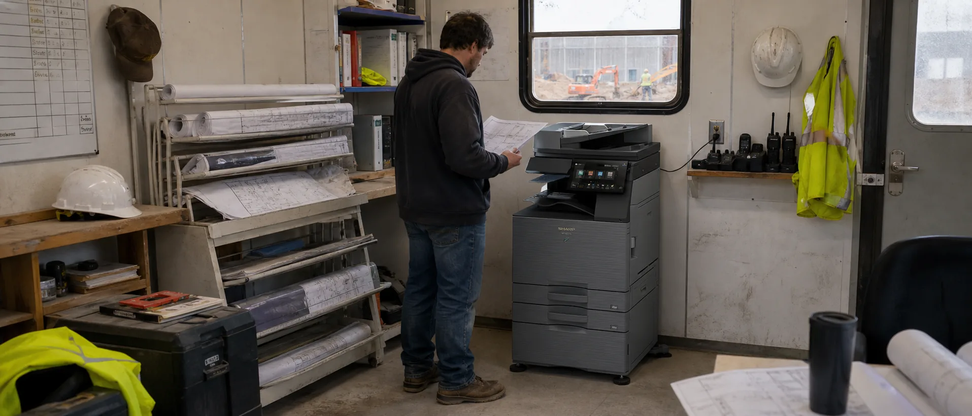 Sharp commercial office copier in a working business