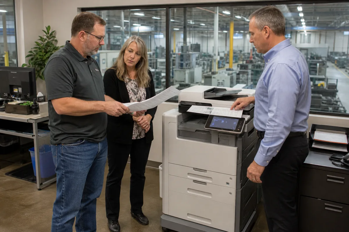 Business procurement team asking questions about a copier proposal