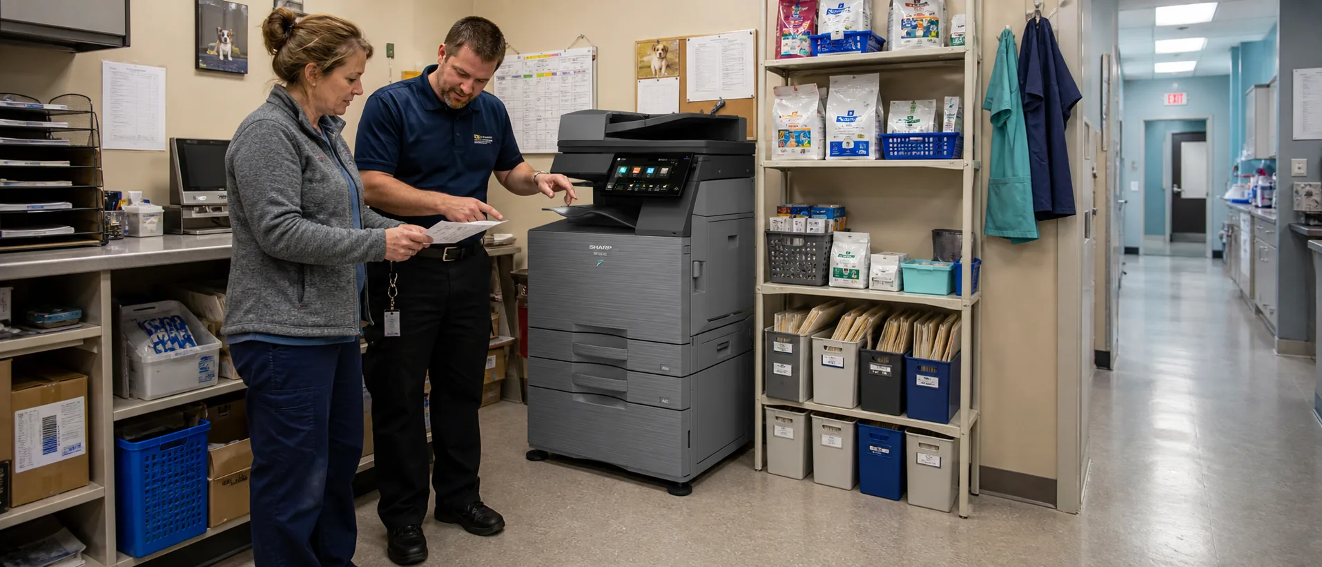 Modern office copier in use