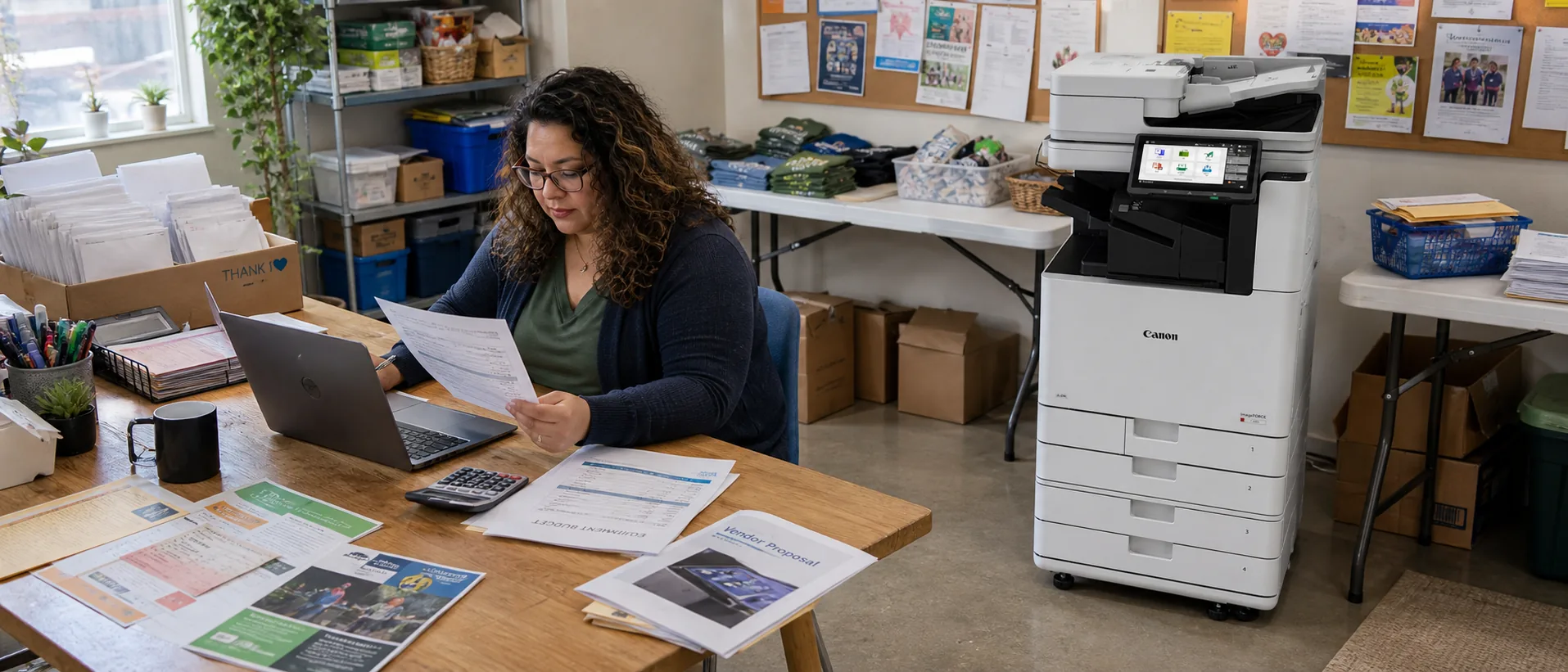 Modern office copier in use