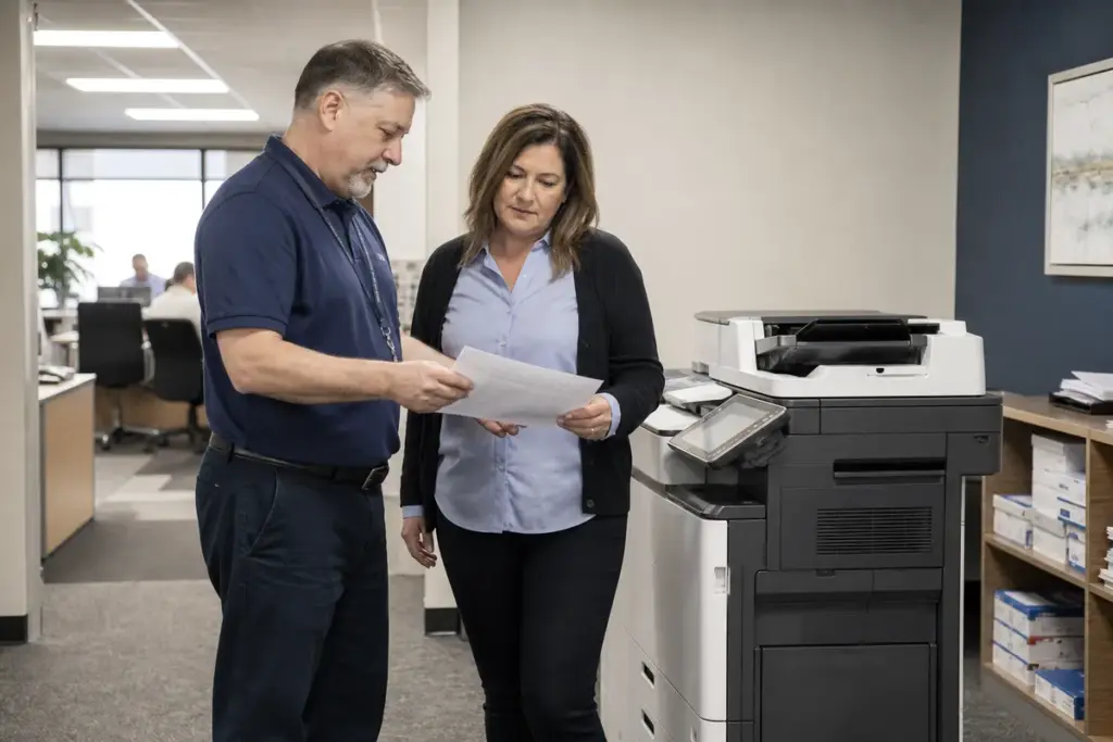 Clinic staff scanning documents at a secure copier