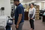 Print room with production printer and finishing equipment